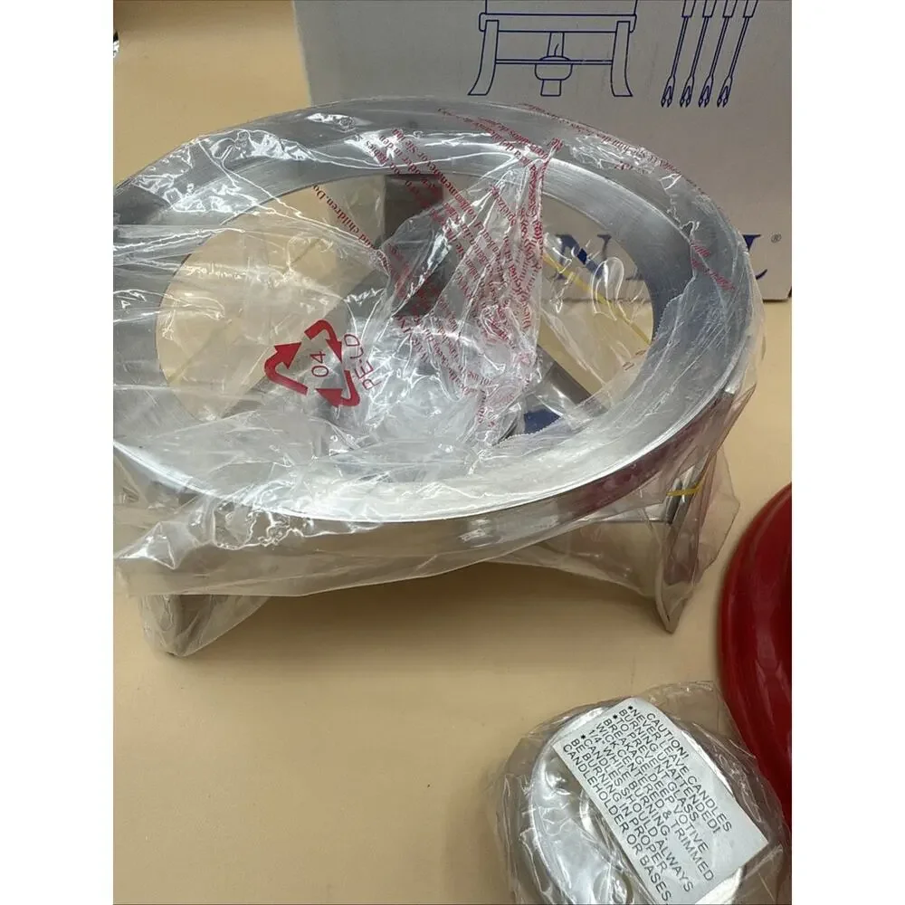 CHANTAL Fun Fondue RED 3c. Stainless Steel Stand NEW / Opened Box